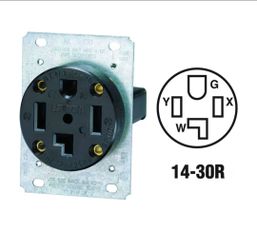*** 6PK *** Leviton 30A Flush Mount Black 14-30R 4-Wire Dryer Power Outlet