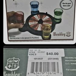 Wembly Edition Shot Spinner Roulette Game Set (5-Piece) 4 Colorful Shot Glasses 