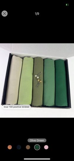 1box Women's Plain Chiffon Hijab Set (5pcs Hijab + 2pcs Hijab Clips) For Daily Use