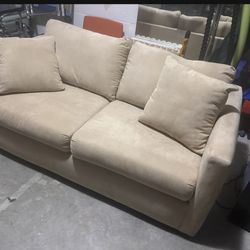 Pullout Sofabed Loveseat Beige Suede Look Like New 