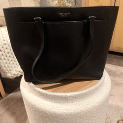 Kate Spade New York Black Leather Work Tote Laptop Bag Large