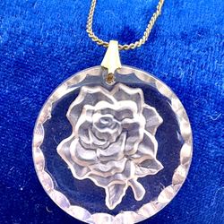 Vintage Reverse Carved Sweet Rose Pendant 