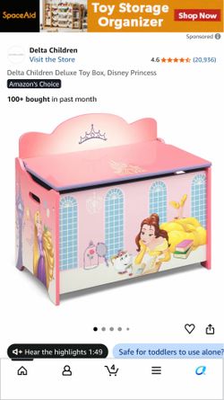 Delta Children Deluxe Toy Box, Disney Princess