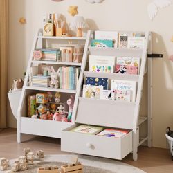 Kids Bookshelf and Toy Storage Organizer