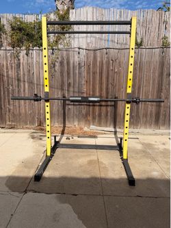 HulkFit Squat Rack + Olympic Bar + 280 lbs Plates + Weight Tree + Collars