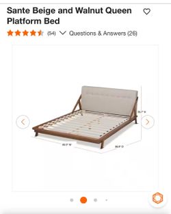 Mid-century modern Queen Platform Bed Frame with Tufted Headboard