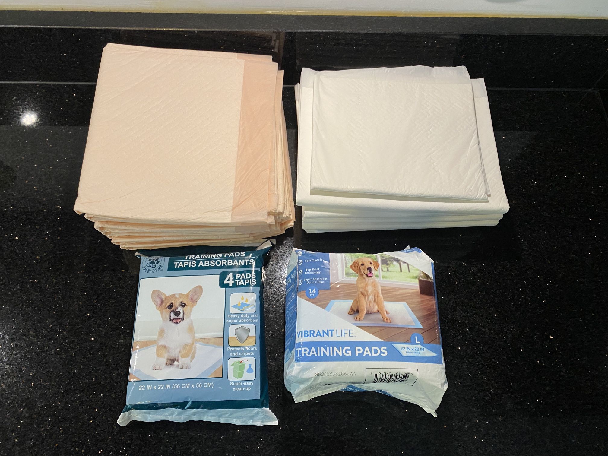 31 Dog Training Pads: 18 Large Pads 22X22” in Bags & 13 XLarge Loose Pads 26x32”