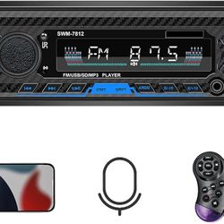 Dirkoercy 7 Inch Bluetooth Single Din Universal Car Radio with SWC BT 5.0 Voice Assist (New)