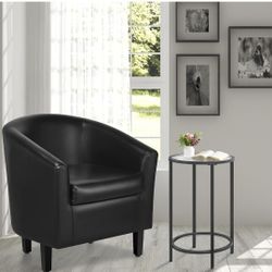 Leather Lounge Chair, Upholstered Chaise Lounge Armchair, Comfy Accent Chair with Sturdy Legs