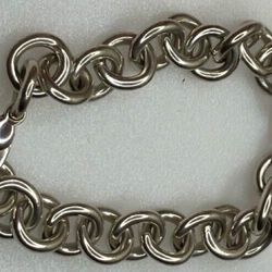 Tiffany and Company, 7” chain, continuous circle links chain Bracelet, Sterling Silver, 10mm