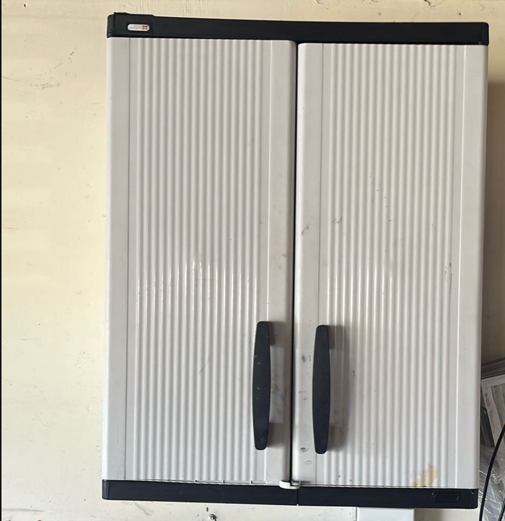 Large Rubbermaid Plastic Wall Cabinet 34” X 26” X 15”