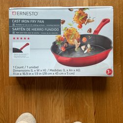 New, Iron skillet  (red)