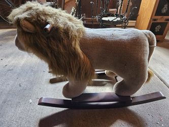 Vintage FAO Schwarz Ride On Rocking Plush Lion