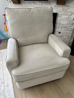 Cream Fabric Upholstered Recliner Chair
