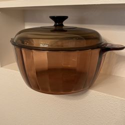 Vintage Corning Visions 4.5L Amber Glass Casserole Dish with Lid USA