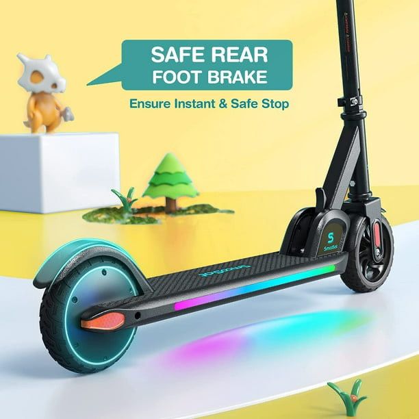 Foldable Electric Scooter for Kids, 3 Speeds and Adjustable Handlebar with Throttle