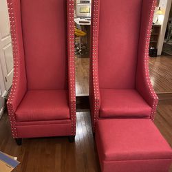 2 Wingback Chairs And 1 Ottoman 