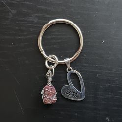 Natural Charged Corundum Rough Ruby Rock Keychain(Known For:Help Improve Relationships,Wards Off Evils, Improve Confidence, Help Name & Fame, Healer, 