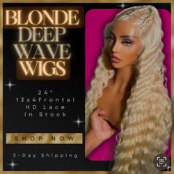 Blonde Frontal Deep Wave Wig 24” 