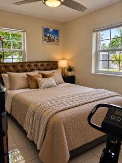 Queen-size mattress with King platform bed frame.