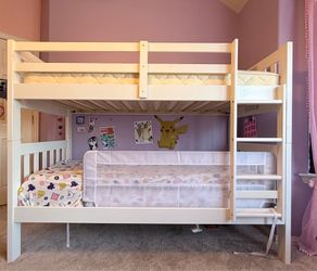 White Twin Bunk Bed w/ Organic Naturepedic Mattress