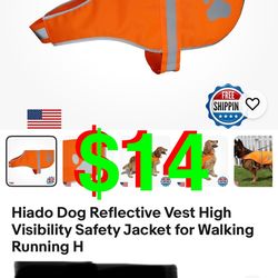 Dog Reflective Vest High Visibility Safety Jacket for Walking Running Hiking (Large)