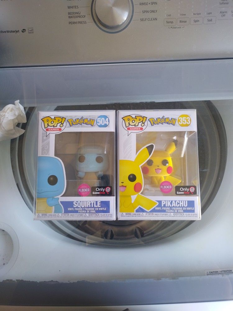 Funko Pokemon Flocked Pikachu and Squirtle - GameStop Exclusive