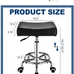 😀 Square Salon Rolling Stool, 300lbs Weight Capacity, Adjustable Swivel Stool with Wheel，Pu Leahter Comfortable Cutting Stools for Salon Tattoo Styli