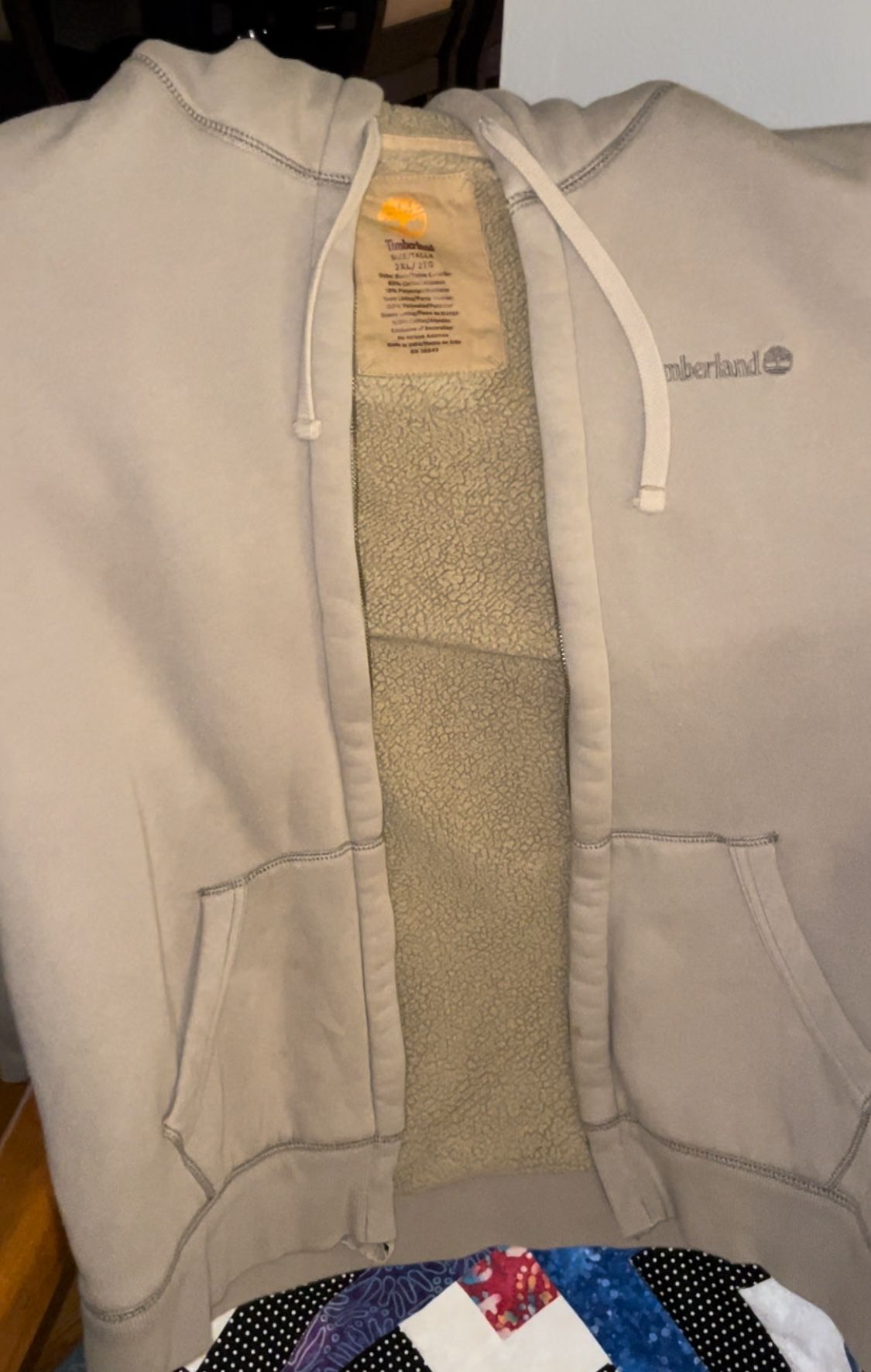 Timberland: Hoodie- Tan, Lined Like New 2xl