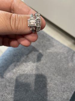 GIA Emerald Cut Over 2C Engagement Ring and nearly 1C Wedding Band