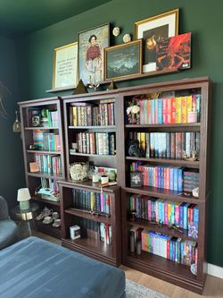 Large Dark Wood Bookcase x 3