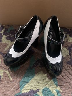 Retro Black And White Maryjane Heels