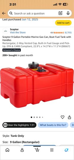 Boat gas tank 9 gallons