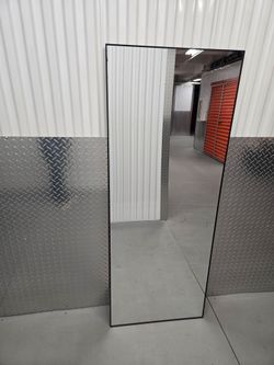 Full-Length Floor Mirror / Matte Black Metal Aluminum Frame / Standing Easel Bedroom Mirror 64x24