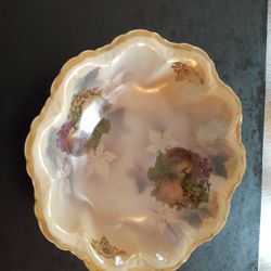 EXQUISITE Antique Circa 1920 Orla Handpainted 10" Gilded Bowl Made in Germany.