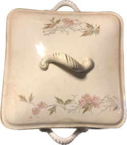 Vintage Parisian Granite Covered Dish - Ceramic Transfer Ware Serving Dish -