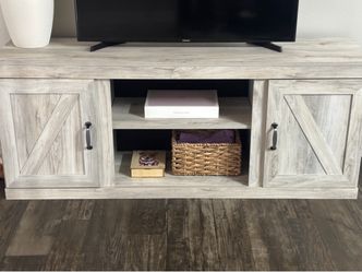Farmhouse TV Stand with Barn Door Cabinets