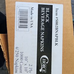 1000 Ct Black Beverage Napkins 
