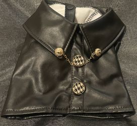 Dog/cat Black Leather Jacket - Medium 