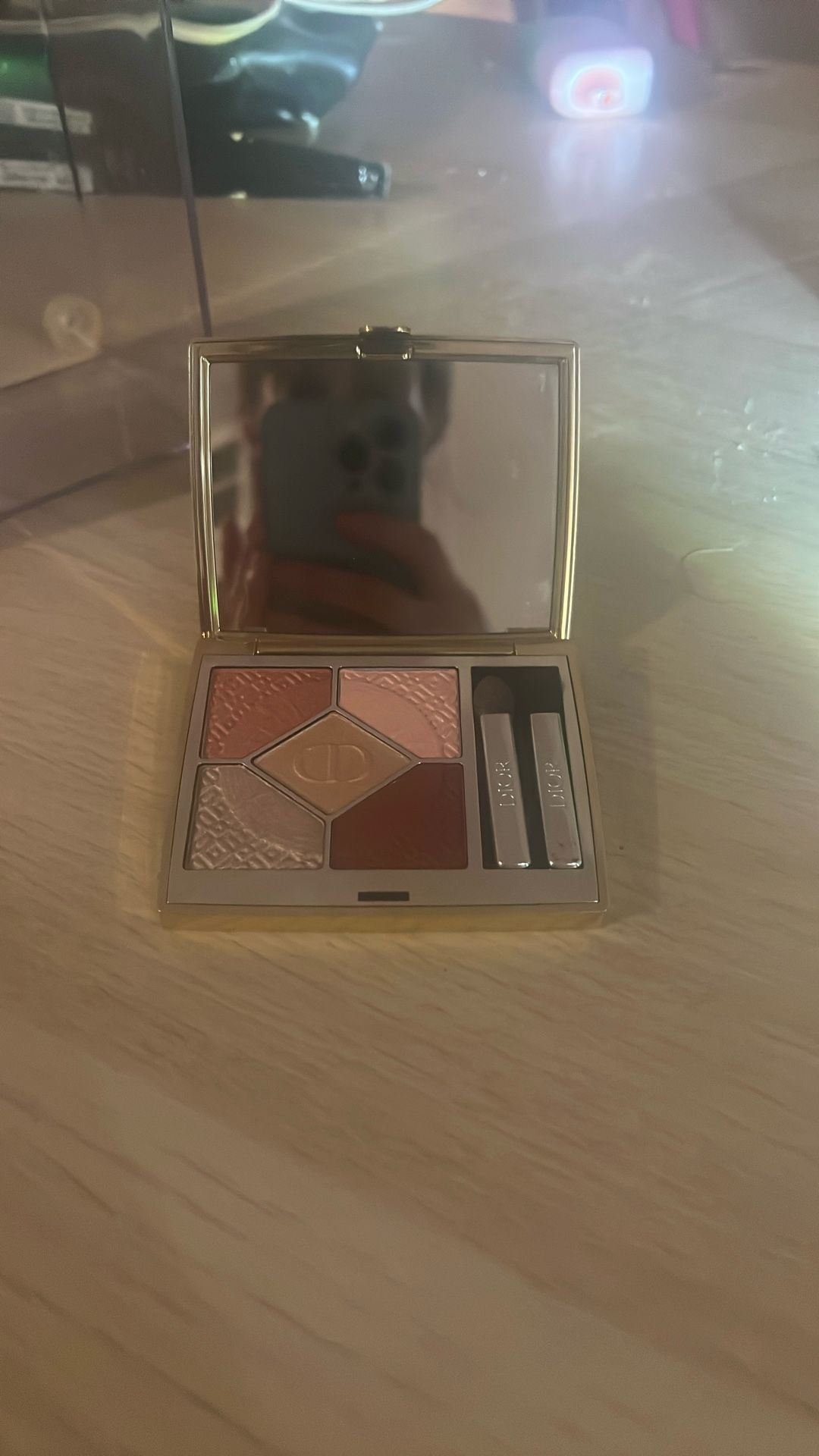 Dior Diorshow 5 Couleurs Couture Eyeshadow Palette, specifically a limited-edition version with a golden case and engraved powders.