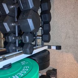Rogue and Rubber Hex Dumbbells 10lb-50lb