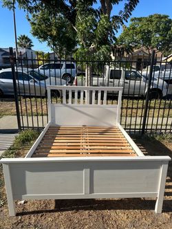 White Ikea Queen bed frame