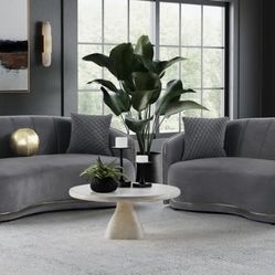 Brookside 2-piece Velvet Upholstered Sofa Set Dark Grey