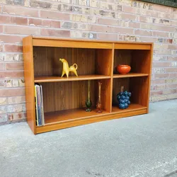 Mid Century Danish Modern Teak Low Bookshelf Bookcase Vintage