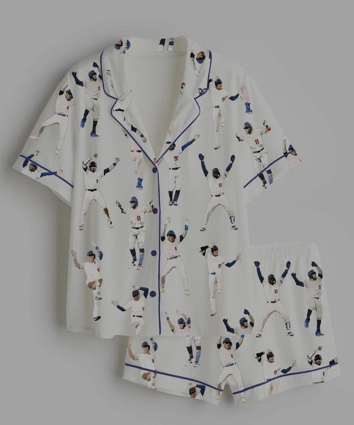 Los Angeles Dodgers Women's Baseball League Short Sleeve Satin Pajama Set