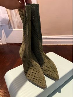 Perforated suede ankle boots