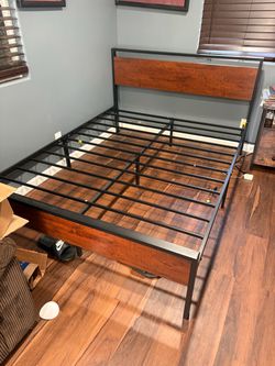 Queen  Metal and Wood Bed Frame