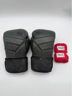 Hayabusa T3 LX 12oz Premium Leather Boxing Gloves Black + Everlast Hand Wraps