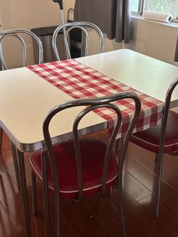 Retro Chrome Dining Table and Chair Set