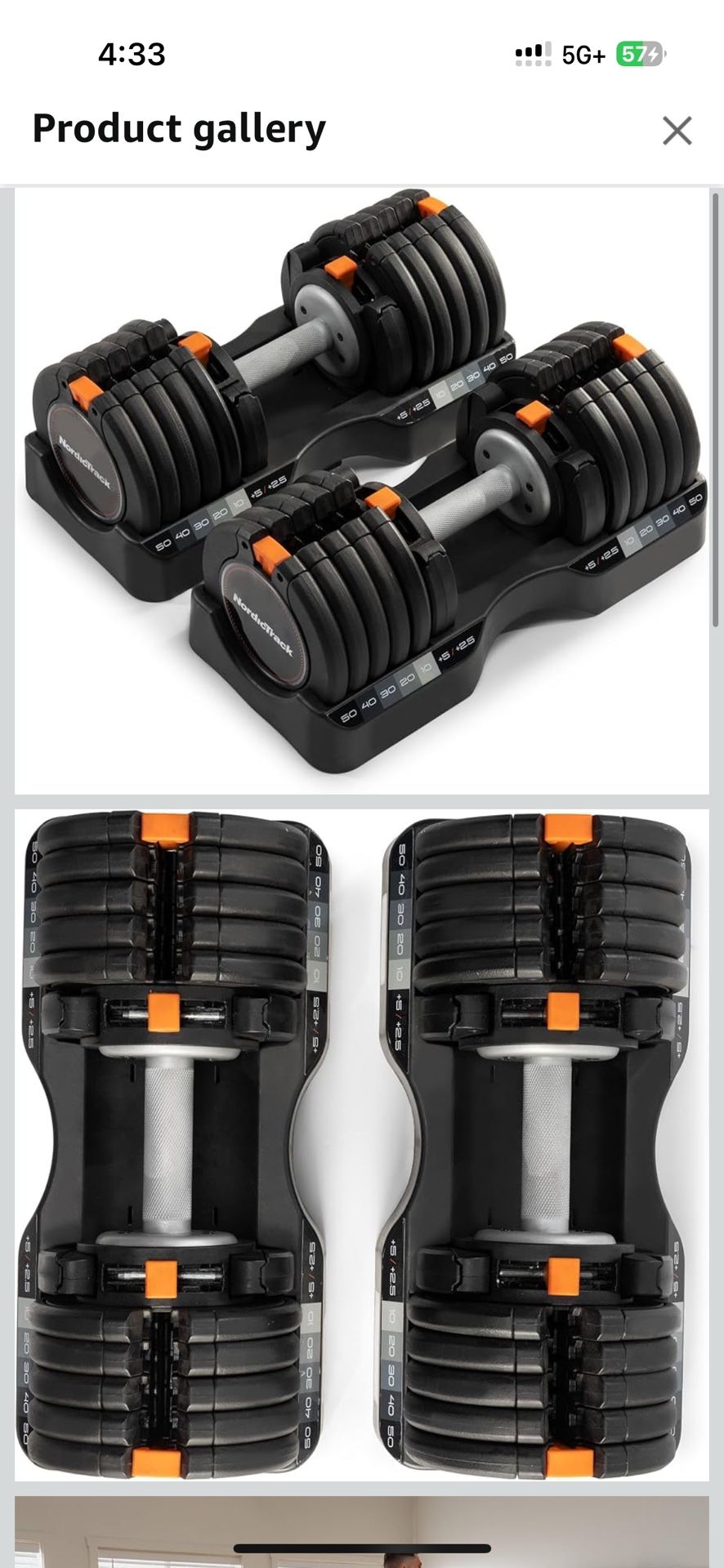 Brand New  Set Of 55 Pounds Adjustable Dumbbell ,   